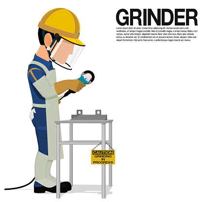 A grinder is working in his workplace