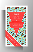 Grocery banner template design. The color pattern is drawn by hand. Vector 10 EPS.