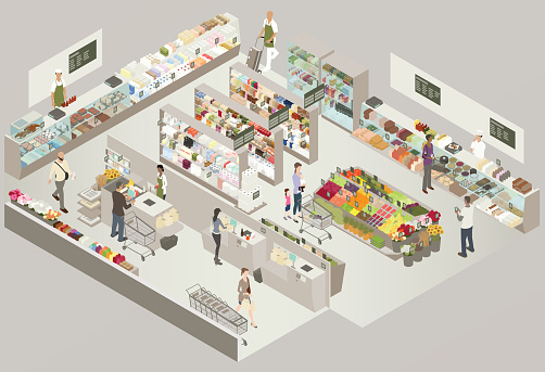 Grocery Store Cutaway Illustration