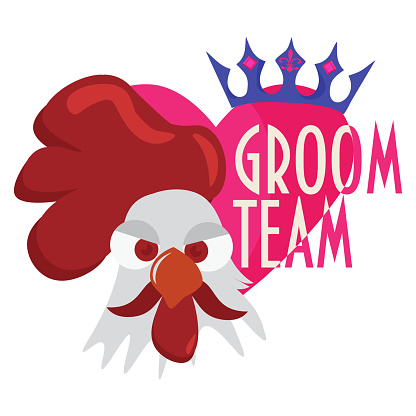 Groom Team trendy vector illustration. Great for wedding, bachelor or stag party, groom shower. Groom team seal or print template.