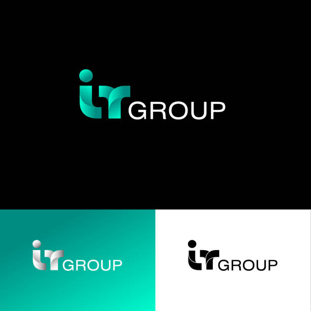 IT group emblem. Internet technology. Monochrome option. Emblem for business, internet, online shop. letter t stock illustrations