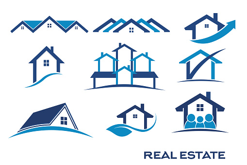 Group of Blue Color set of Logos for Real Estate