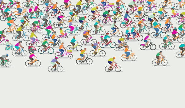 不同類型的自行車手群體 - 乘 插圖 幅插畫檔、美工圖案、卡通及圖標