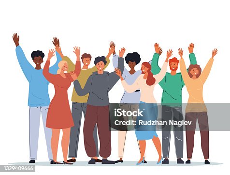 istock Group of Diverse Multiracial Smiling People Standing 1329409666