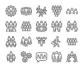 Group of people icon. Business People line icons set. Editable stroke.
