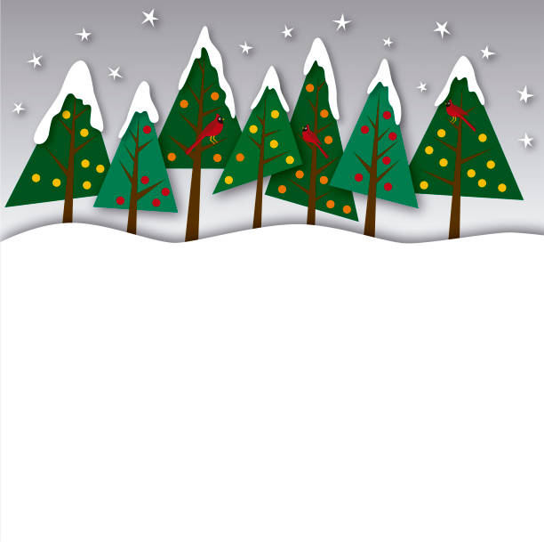Group of pine trees at Christmas vector art illustration