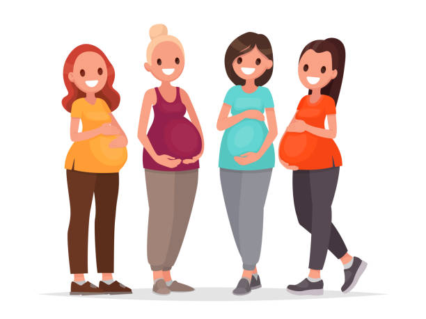 stockillustraties, clipart, cartoons en iconen met groep van zwangere vrouwen. toekomstige moeders in afwachting van de baby. vectorillustratie - pregnant