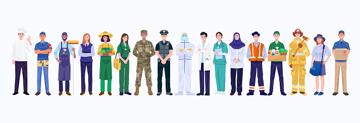 Group of various occupations people. Vector