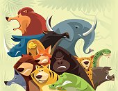 vector illustration of group of wild animals…