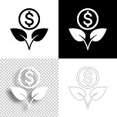 istock Growing Dollar. Icon for design. Blank, white and black backgrounds - Line icon 1388322917