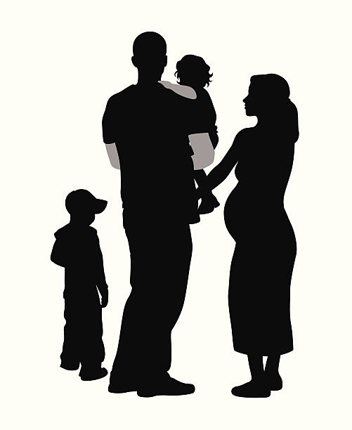 Growing Family Vector Silhouette A-Digit pregnant silhouettes stock illustrations