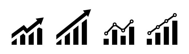 ilustrações de stock, clip art, desenhos animados e ícones de growing graph icon. vector isolated element. growing char with arrow. profit line progress sign. stock vector. - grow