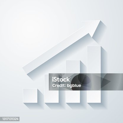 istock Growing graph. Icon with paper cut effect on blank background 1317131324