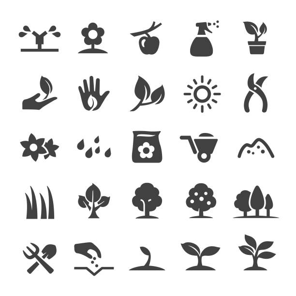 Growing Icons - Smart Series Growing, gardening, planting, gardening icons stock illustrations