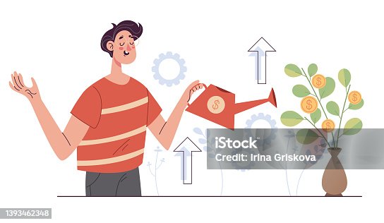 istock Growing income business success concept illustration. Vector graphic design concept 1393462348