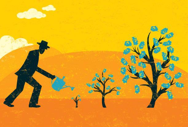Growing Money Trees vector art illustration