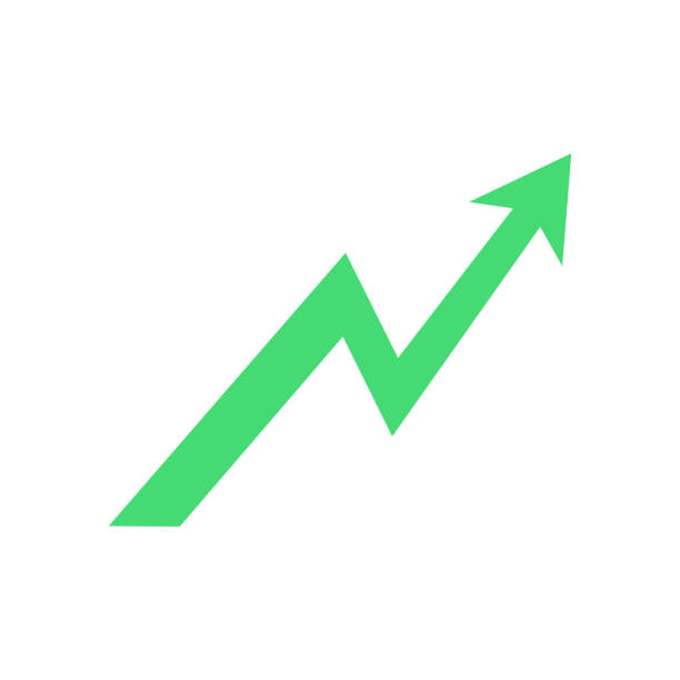 ikona strzałki wzrostu. zielona strzałka w górę. - stock market stock illustrations