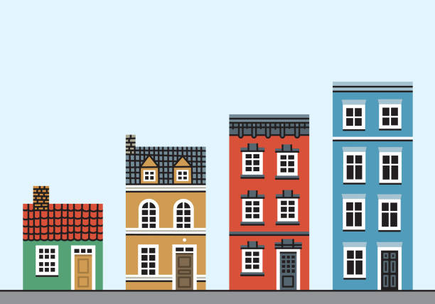 ilustrações, clipart, desenhos animados e ícones de conceito de crescimento imobiliário - casa fachada