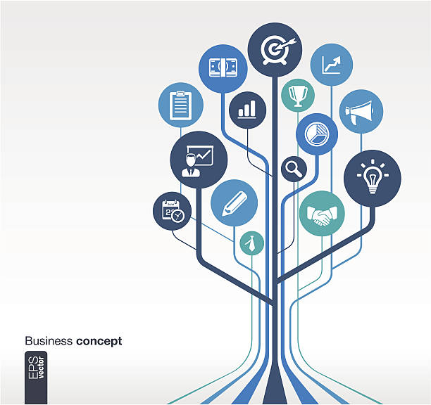 дерево концепции для бизнес-роста - в пути stock illustrations