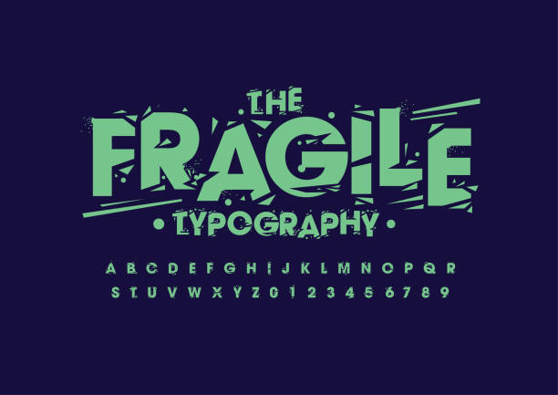 Grunge alphabet Vector of stylized grunge font and alphabet broken stock illustrations
