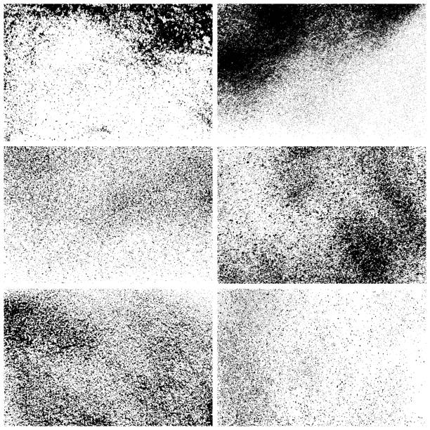 Grunge backgrounds Set of grunge texture backgrounds. One color - black. Set of six different rectangular backdrops. Vector design elements. distressed photographic effect stock illustrations