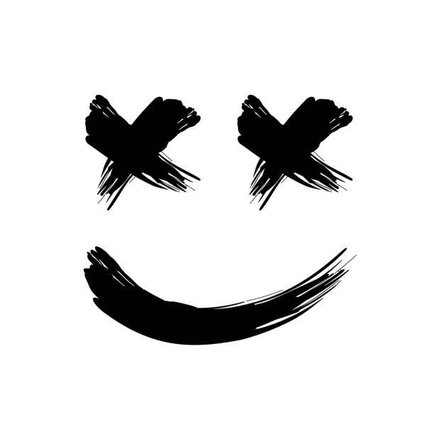 grunge black abstract textured vector smile. Vector design grunge element. Vector abstract smileys face paintbrush. Vintage vector shape. Retro vector smile grunge black abstract textured vector smile. Vector design element. Vector abstract face paintbrush. Vintage vector shape. Marshmello avatar borders stock illustrations