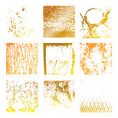 Set Grunge gold Distress Texture. Wall Background.Vector Illustration. Simply Place illustration over any Object to Create grungy Effect abstract,splattered,dirty,poster for your design.