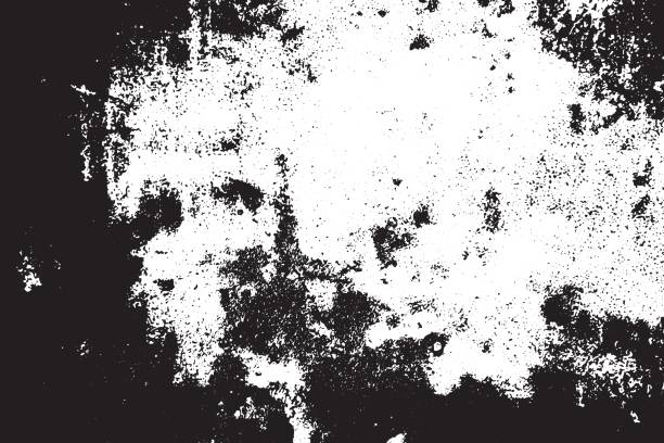ilustrações de stock, clip art, desenhos animados e ícones de grunge black and white scratched textured background. abstract messy and distressed element. (vector) - manchado sujo