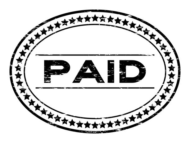 ilustraciones, imágenes clip art, dibujos animados e iconos de stock de grunge negro pagado oval sello sello sobre fondo blanco - paid stamp