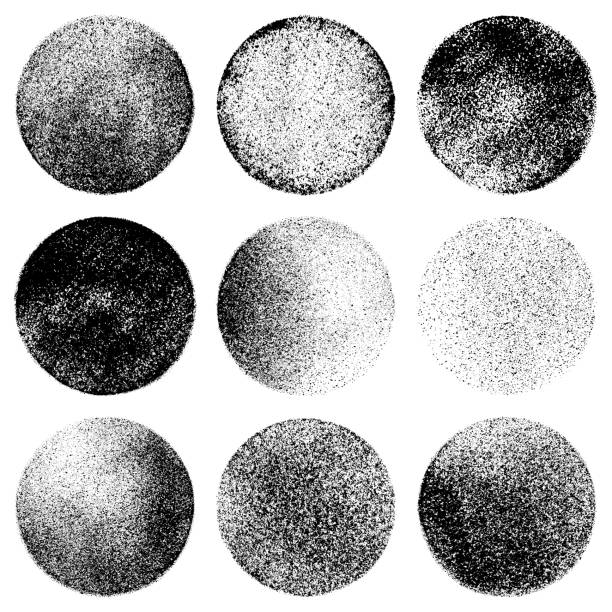 Grunge circles Set of nine grunge circles. Vector design elements isolated black on white background. grainy stock illustrations