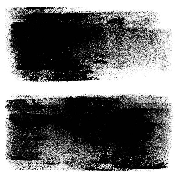 Grunge design elements. Paint roller strokes Set of grunge design elements. Black texture backgrounds. Paint roller strokes. Isolated vector image black on white. distressed photographic effect illustrations stock illustrations