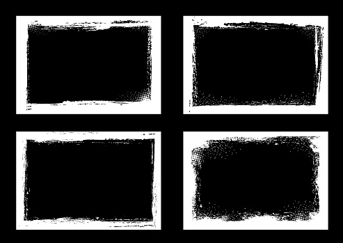 Grunge frames and borders, black white halftone