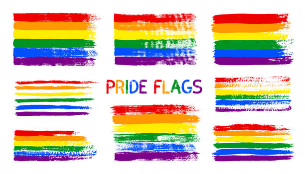 ilustrações, clipart, desenhos animados e ícones de grunge bandeira do orgulho lgbt. abstrato textura de bandeira arco-íris desenhada com uma tinta. fundo multicolorido vector - homofobia