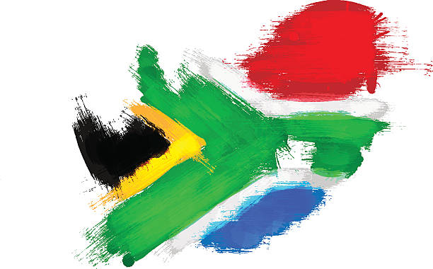 남아프리카 국기와 남아프리카 공화국의 그런지지도 - south africa stock illustrations