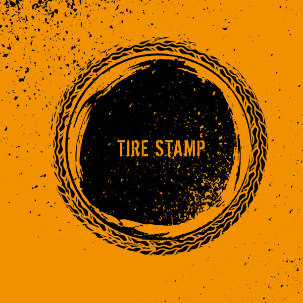 Grunge Off Road Element Grunge off-road post and quality stamp. Automotive element useful for banner, sign, logo, icon, label and badge design . Tire tracks textured vector illustration. truck borders stock illustrations