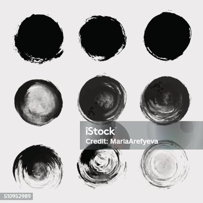 istock Grunge paint circle vector element set. Brush smear stain texture 510952989