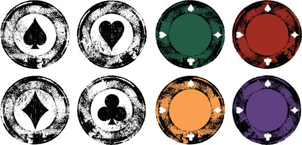 Grunge Poker Chip Set vector art illustration