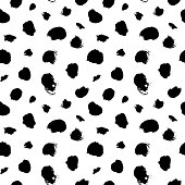 istock Grunge spots vector seamless pattern. Hand drawn ink dirty circles texture. Black paint dry brush splodges, blotches background. 1200626082