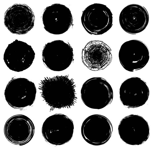 Grunge style set of circle shapes . Vector vector art illustration