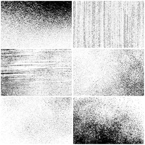 Grunge texture backgrounds Set of grunge texture backgrounds. One color - black. Set of six different rectangular backdrops. Vector design elements. dirty stock illustrations