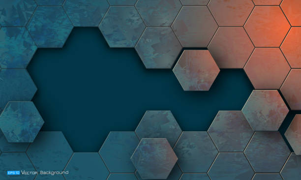Grunge texture with hexagons segments Abstract background with hexagons segments. Used clipping mask. armored clothing stock illustrations