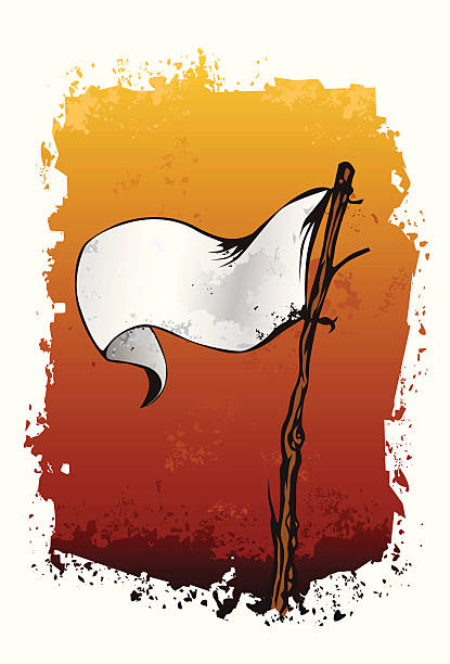 grunge white flag vector art illustration
