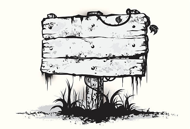 grunge wooden sign vector art illustration