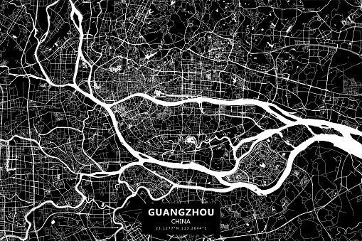 Guangzhou, China Vector Map