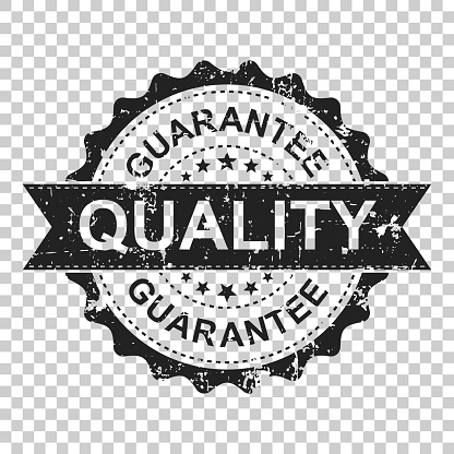 Guarantee scratch grunge rubber stamp. Vector illustration on isolated transparent background. Business concept quality stamp pictogram.