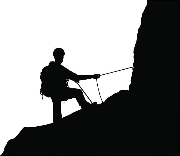 Guarding Climber guarding his co-climber on safety spot mountain climber exercise stock illustrations