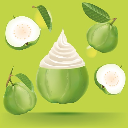 Guava fruit Yogurt Ice Cream.illustration vector
