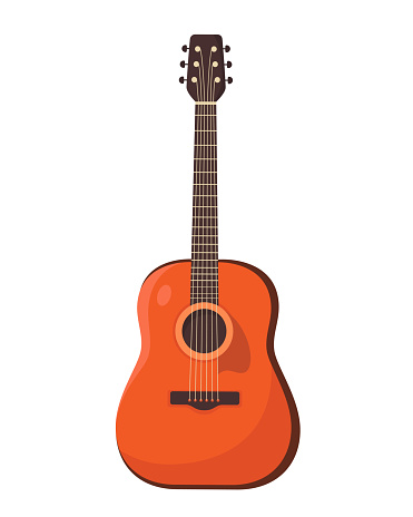 Guitar. Acoustic guitar, string musical instrument. Vector illustration