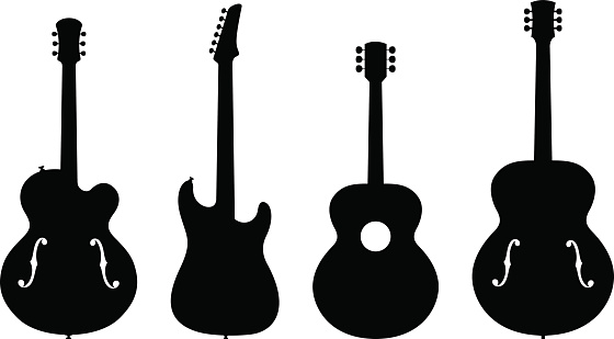 Vector Illustration of Various Types of no brand Guitar Silhouettes