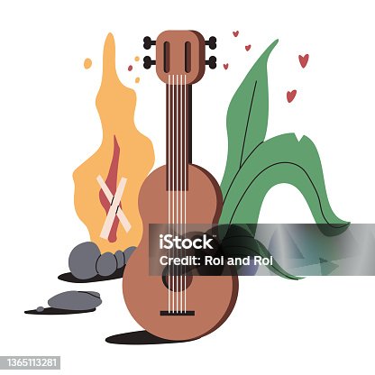 istock Guitar vector cartoon music instrument concept illustration isolated on a white background. 1365113281
